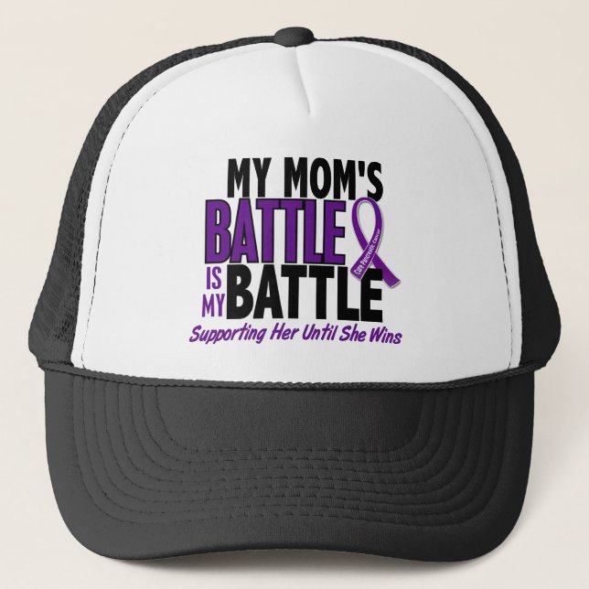 My Battle Too Mom Pancreatic Cancer Trucker Hat (Front)