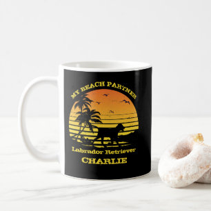 My Beach Partner Sunset Palm Labrador Retriever Coffee Mug