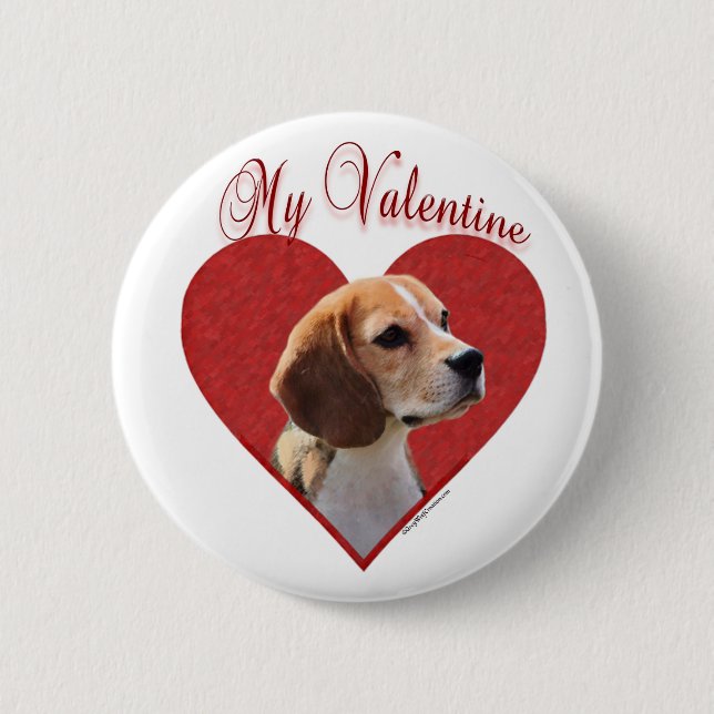 My Beagle Valentine Pinback Button (Front)