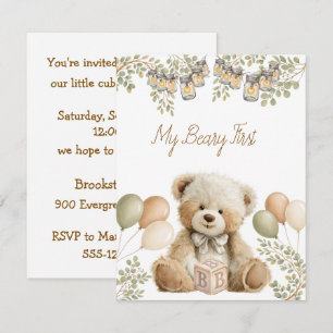 My Beary First Birthday Digital Download Invitation