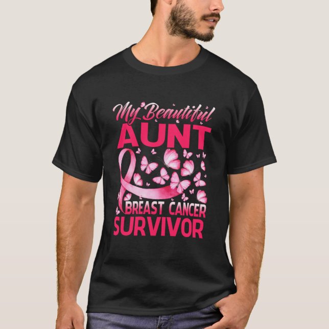 My Beautiful Aunt Breast Cancer Survivor Butterfly T-Shirt (Front)