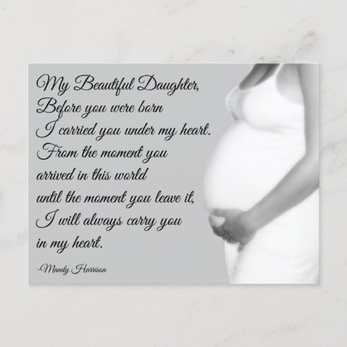 My Beautiful Daughter From Mom Motherhood Quote Postcard