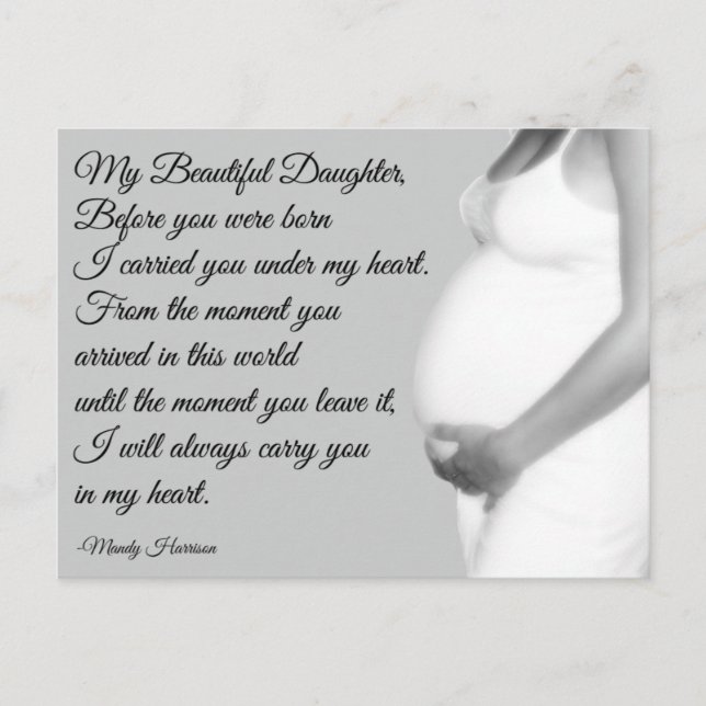 My Beautiful Daughter From Mom Motherhood Quote Postcard (Front)