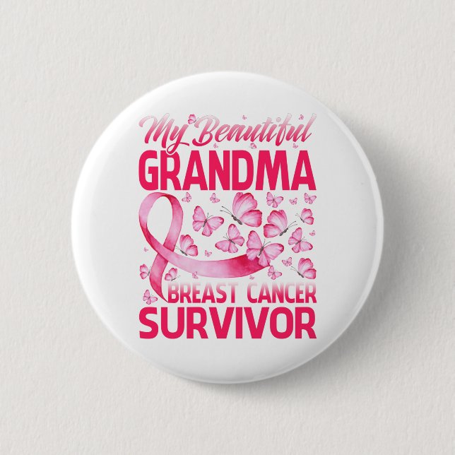 My Beautiful Grandma Breast Cancer Survivor Button (Front)