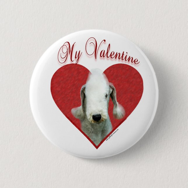 My Bedlington Terrier Valentine Pinback Button (Front)