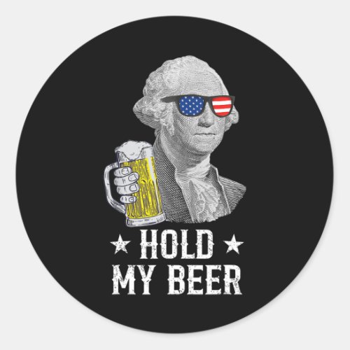 My Beer George Washington Patriot Funny 4th Of Jul Classic Round Sticker