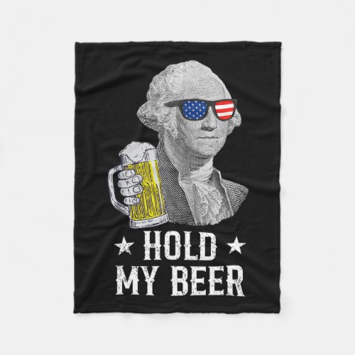 My Beer George Washington Patriot Funny 4th Of Jul Fleece Blanket