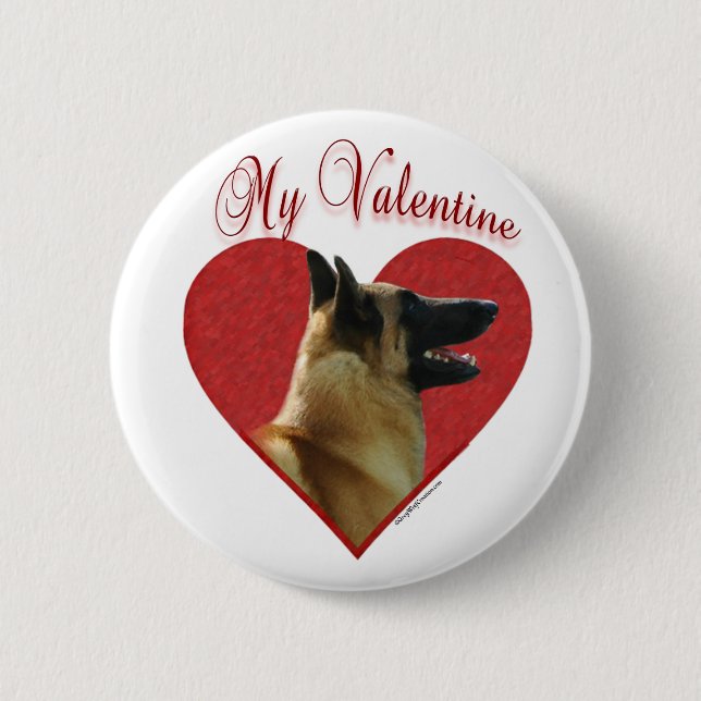 My Belgian Malinois Valentine Button (Front)