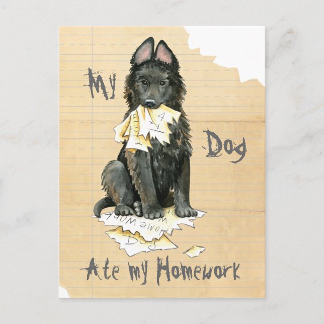 My Belgian Sheepdog Ate My Homework Postcard (Front)