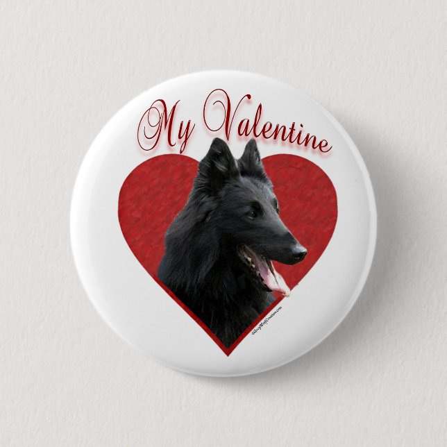 My Belgian Sheepdog Valentine Pinback Button (Front)