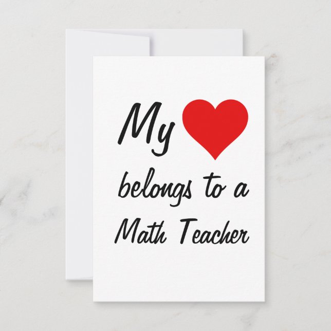 My Belongs To A Math Teacher Card (Front)