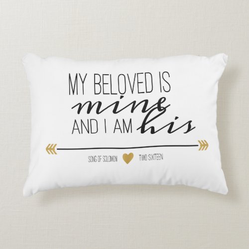 My Beloved is Mine Scripture Accent Pillow