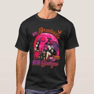 My Bernedoodle Rides Shotgun Halloween Dog Witch B T-Shirt