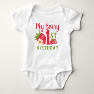 My Berry 1st Birthday Cute Strawberry Baby Bodysuit