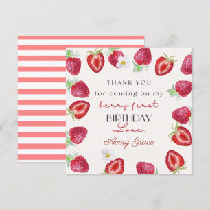 My Berry First Birthday Cute Strawberry Thank You 