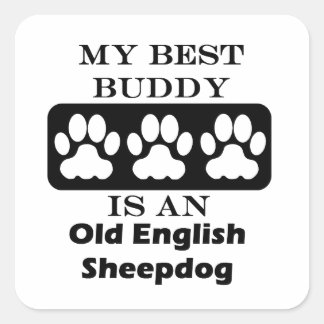 My Best Buddy is an Old English Sheepdog Square Sticker