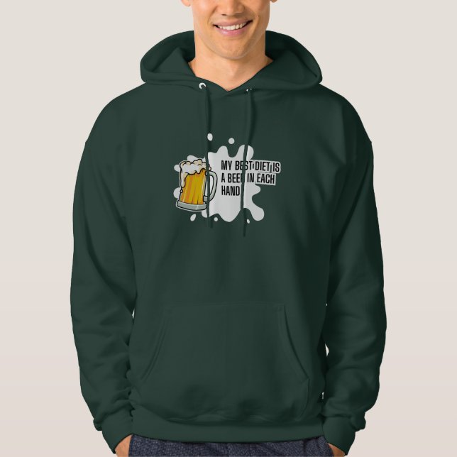 My Best Diet Is A Beer – Funny Drinking Gift Hoodie (Front)