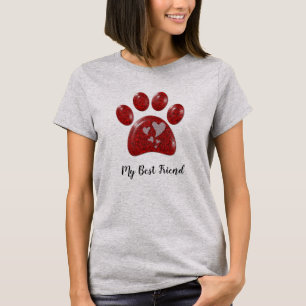 My Best Friend Bright Red Paw Print Animal Lover T-Shirt