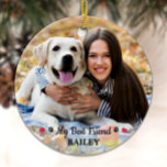 My Best Friend Dog Lover Keepsake Custom Pet Photo Ceramic Ornament<br><div class="desc">Celebrate your best friend with a personalized photo memorial or keepsake . Customize with your own photo, and name. Customize with favorite dog or cat's photos, and name . Ornament is double sided, you can do 2 favorite photos, one on each side. Personalize name on the front, and dates on...</div>