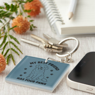 My Best Friend Has Four Paws Golden Retriever Dog Keychain
