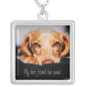 My Best friend has paws dog, Puppy Meme Silver Plated Necklace