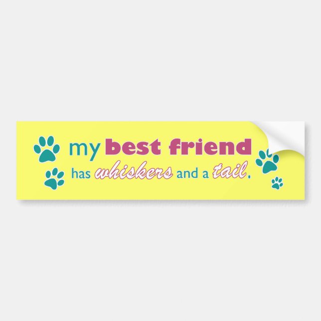 My Best Friend has Whiskers and a Tail Bumper Sticker (Front)