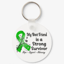 My Best Friend is a Strong Survivor Green Ribbon Keychain