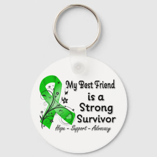 My Best Friend is a Strong Survivor Green Ribbon Keychain