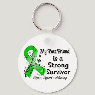 My Best Friend is a Strong Survivor Green Ribbon Keychain