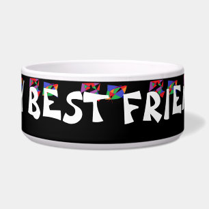 My best friend logo message black and red pet bowl
