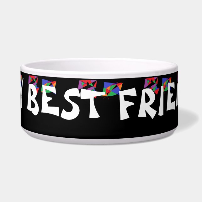 My best friend logo message black and red pet bowl (Front)