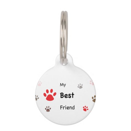 My Best Friend Paw Prints Personalized Pet ID Tag