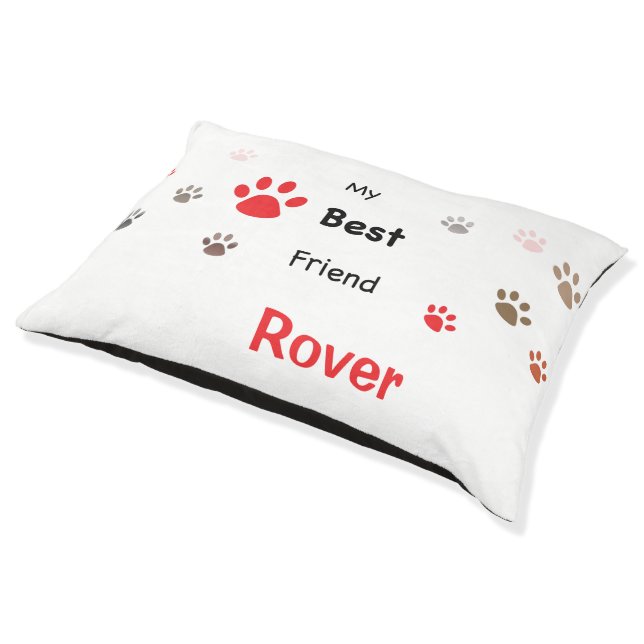 My Best Friend Paw Prints Personalized with Name Pet Bed (Angled)