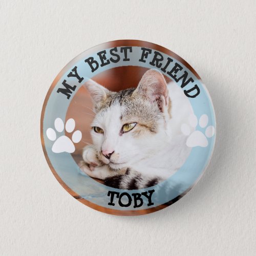 My Best Friend Pawprints Cat Photo Button
