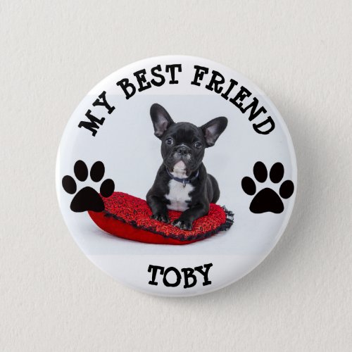 My Best Friend Pawprints Dog Pet  Photo Button