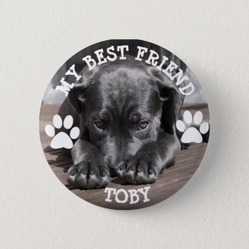 My Best Friend Pawprints Dog Photo Button