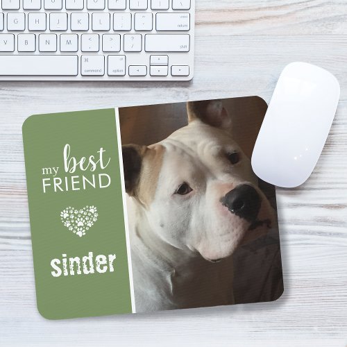 My Best Friend Pet Photo Personalized Green Mouse Pad