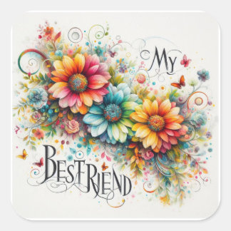 my best friend  square sticker