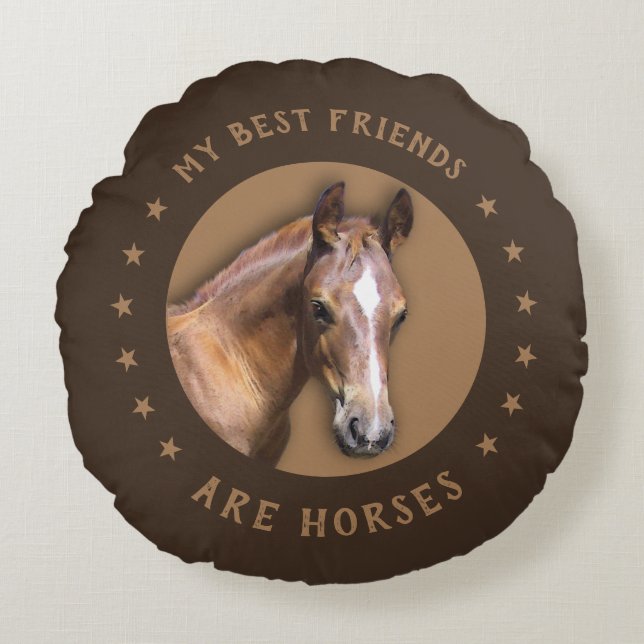 My best Friends are Horses Round Pillow (Front)