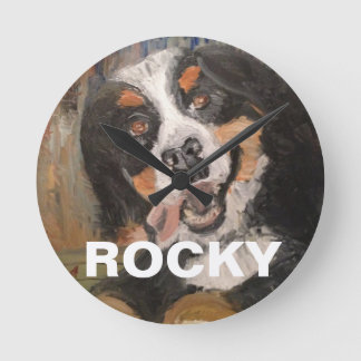 My best friends Dog Rocky, Bernese Mountain Dog Round Clock