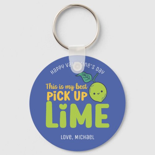 My Best Pickup Lime Funny Pun Cute Valentines Day Keychain