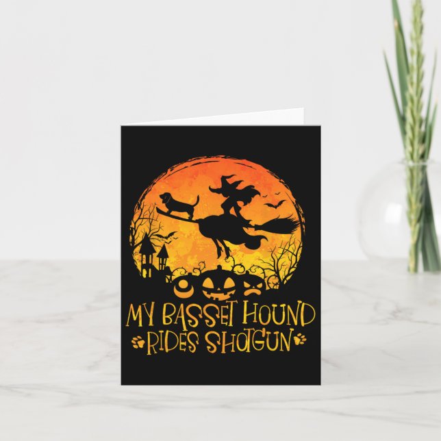My Bet Hound Rides Shotgun Dog Halloween Costume  Card (Front)