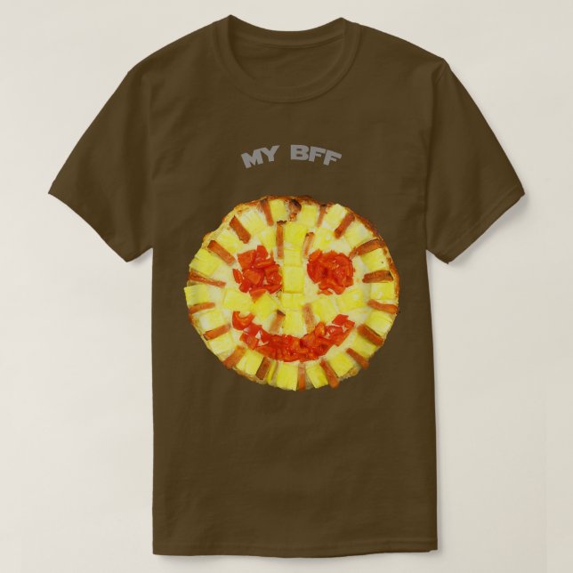 My Bff Smiling Pizza Yummy Funny Food Humor 2402 T-Shirt (Design Front)