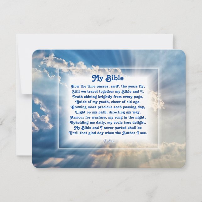 "My Bible" Christian poem with Sunlit Sky  Holiday Card (Front)