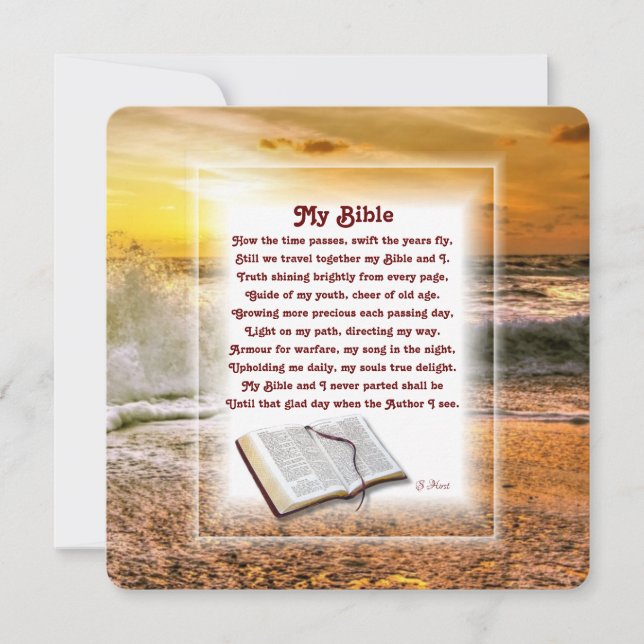 "My Bible" Christian poem with Sunset Beach  Holiday Card (Front)