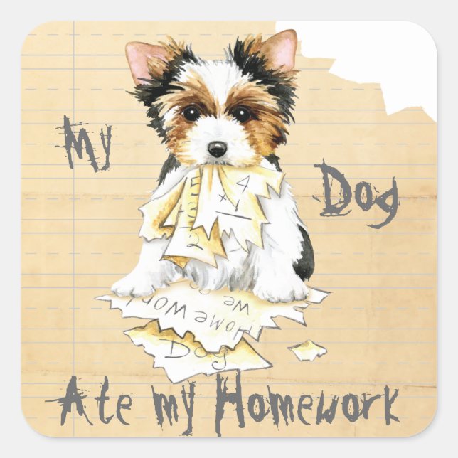 My Biewer Terrier Ate my Homework Square Sticker (Front)