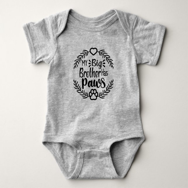 My Big Brother Has Paws - Cute   Baby Bodysuit (Front)
