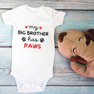 My Big Brother Has Paws Cute Pet Lovers Baby Bodysuit