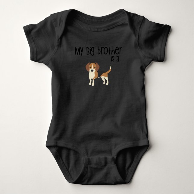 My Big Brother is a Beagle, Baby Shower Gift, Dog Baby Bodysuit (Front)