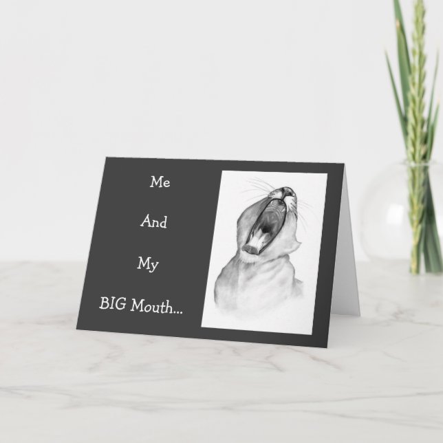 MY BIG MOUTH APOLOGY CARD: Lion: Pencil Art Card (Front)